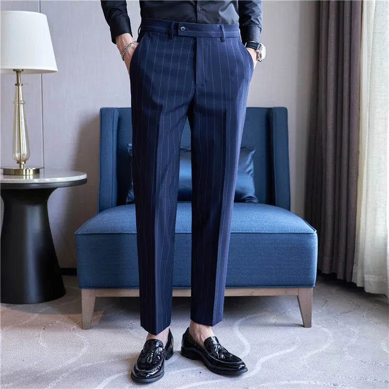 Pinstripe Suit Trousers for Men Arveno
