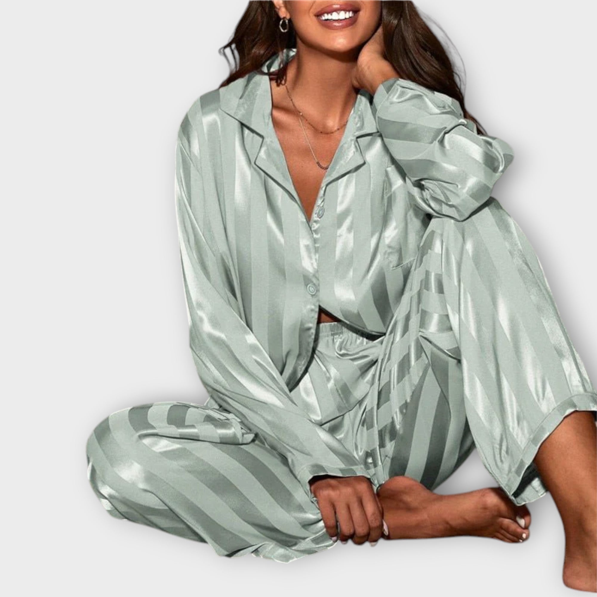 Bella Striped Satin Pyjama Set